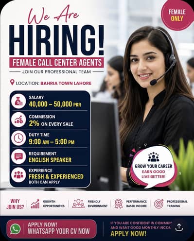 Female Call Center Agents Required