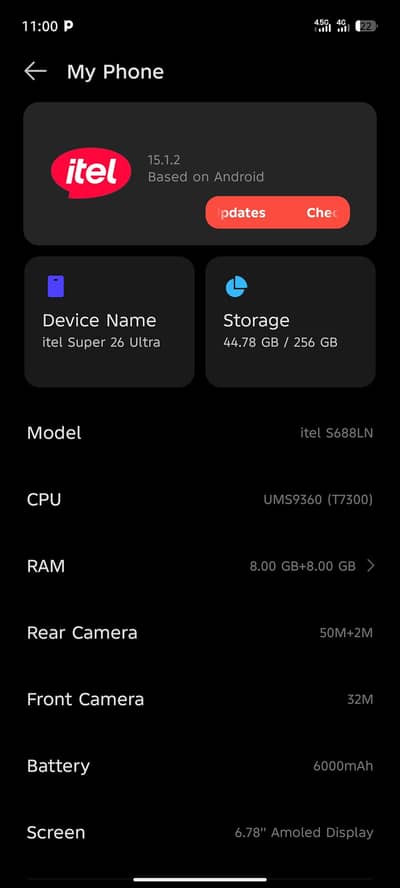 itel super 26 ultra  new phone 5 days us