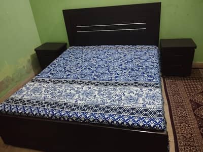 Queen Size Bed with Medical Mattress & 3 Side Tables.
