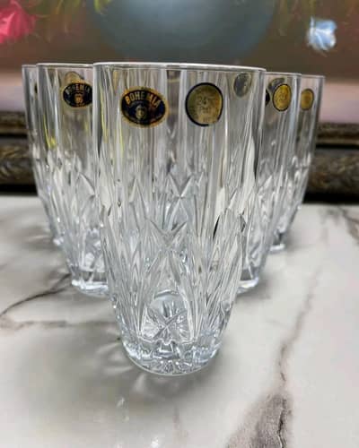 bohemian crystal glass set 6 pieces