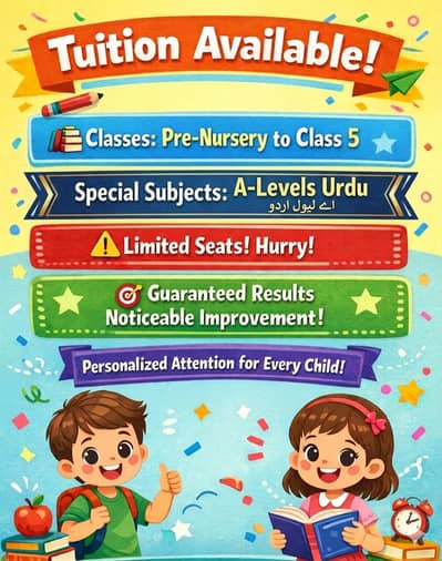 Tutor for classes pre nsy-5 and alevels urdu/Typing/assignment writing