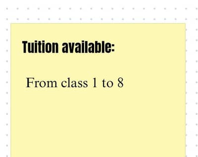 Tuition for primary and secondary classes  ( female teacher)