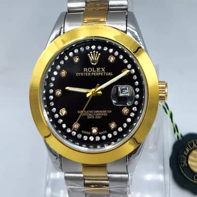 Men gold stainless steel watch