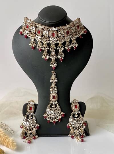 Indian Sheesha Necklace Set V-Shape