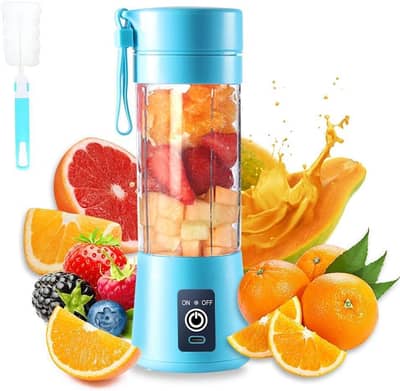Electric Juicer Blender 380ml Blue USB Rechargeable
