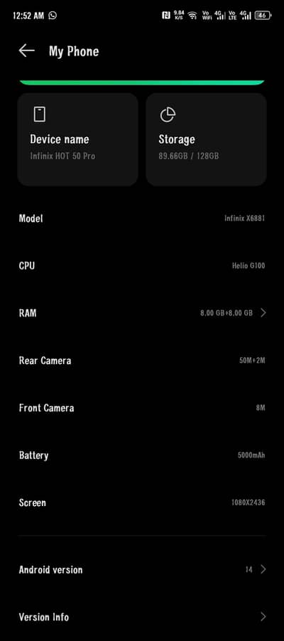 Mobil sale Infinix hot 50 pro