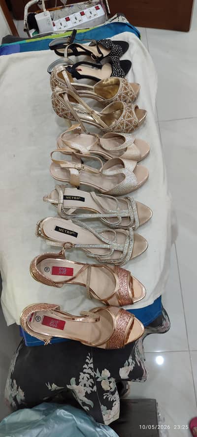 Fancy  high heels sandals 5 pair once or twice used for saleNegotiable