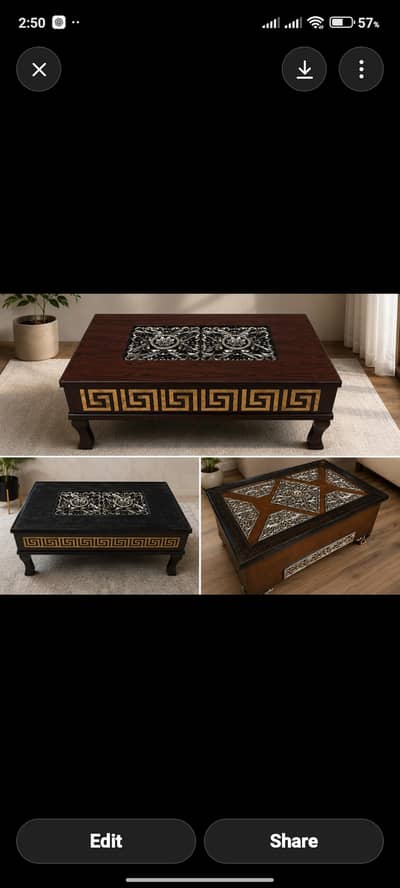 24*42-Inch Strong Wooden & Fiber  Coffee Table – Good Condition
