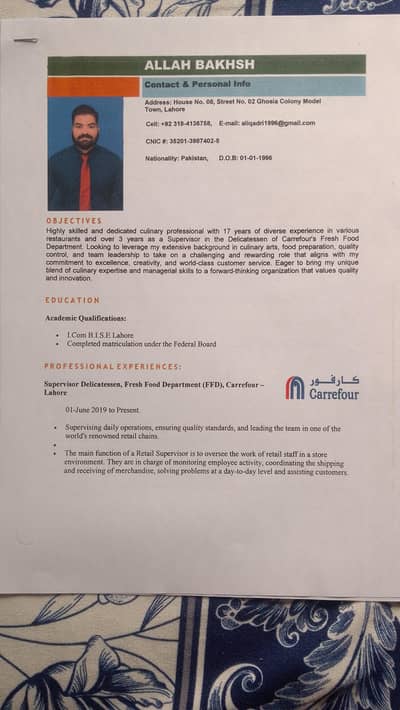 “17 Years Experienced Sales & Marketing Person Available”