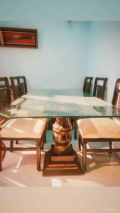 dining table with 6 chairs  and jhola
