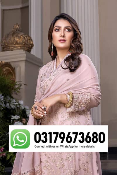 Luxury Chiffon Embroidered 3Pc Unstitched Suit - Ready To Wear Dupatta