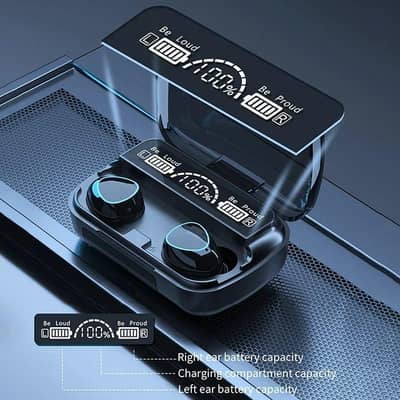 Wireless Bluetooth earburds with charging case. black,Durable, stylish