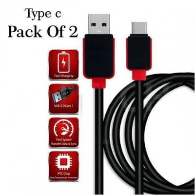 Type C Fast Charging Data Cable Pack of 2