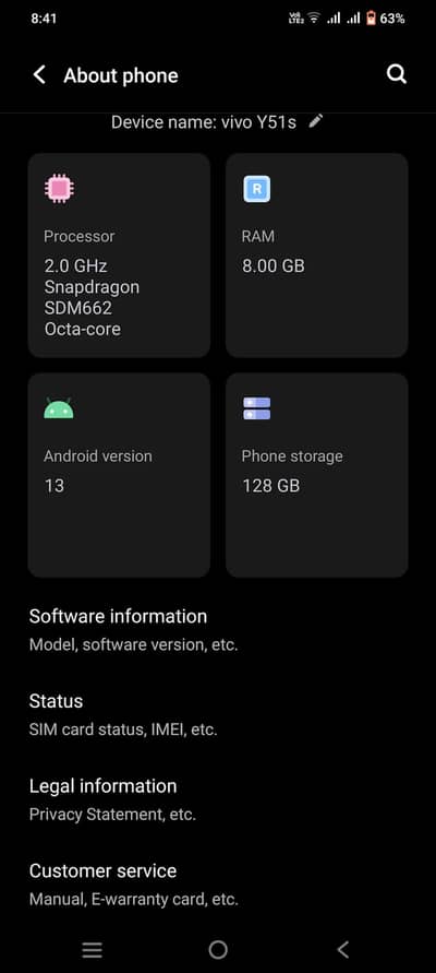 VIVO y51s, 8/128 urgent sale peson ki zarurat