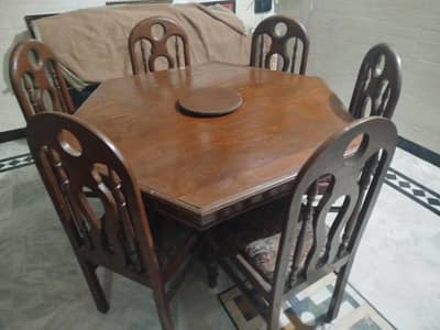 6 chair dining table full wooden table.