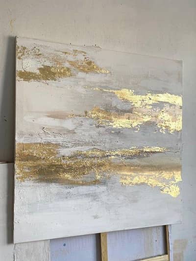 Abstract Acrylic painting with gold leaf