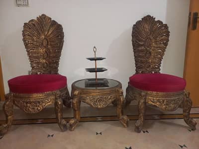 Antique Chinioti Chairs with Cetre Table