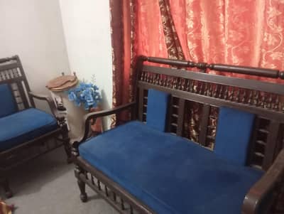 wooden sofa with velvet covering 5 seater