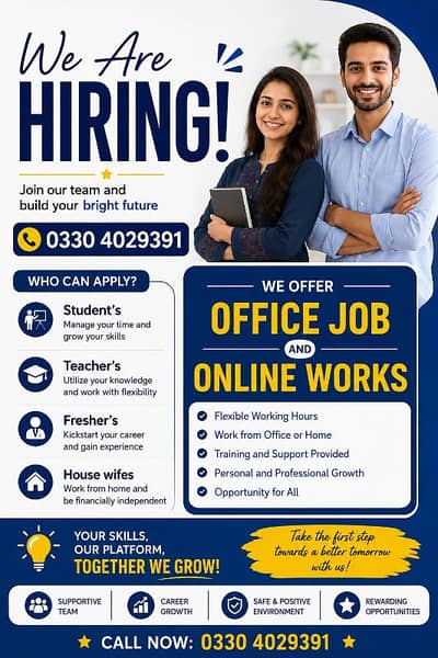 Students, Teachers & Freshers Required