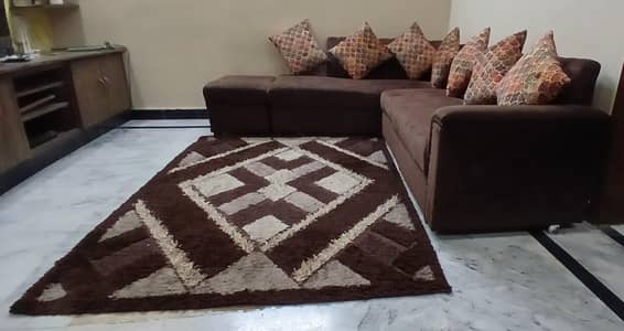 Seven Seater L Shape Sofa Good quality Foam, Cushions + Carpet