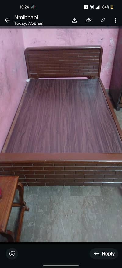 single  2 single bad  wood bad use condeshn  brown polish color