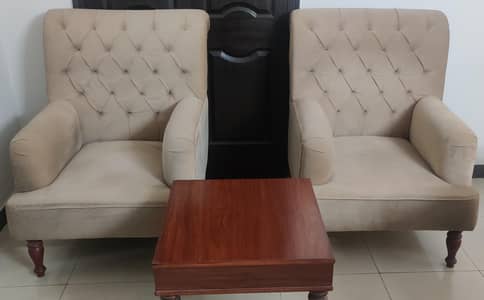 1 + 1 large size Single Seaters (Velvet) with Coffee table