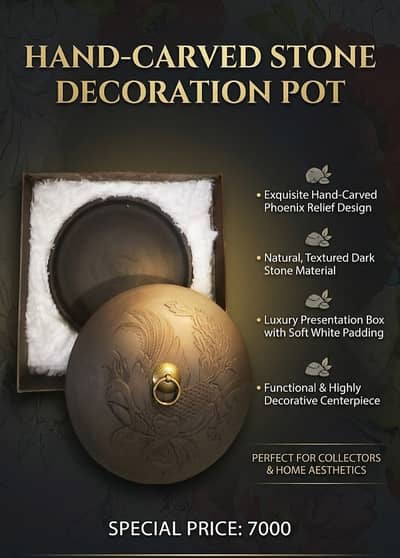 Luxury Dark Stone Decoration Pot/Hand-Carved Phoenix Stone Decoration