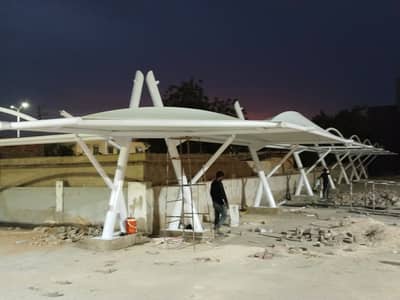Tensile Car Parking Sheds | Wall Mounted Shades | PVC Fabric Tensile