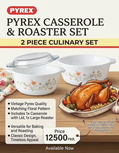 Pyrex Vintage 2-Piece Casserole & Roaster Set/Pyrex 2-Piece Bakeware