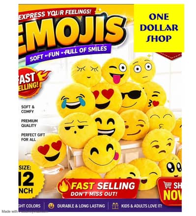 Emoji Plush Cushions – Soft Cute Emoji Pillows for Kids 12 Inch Smiley