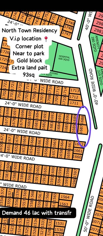 93 Yards With Extra Land (Gold Block) Plot For Sale
