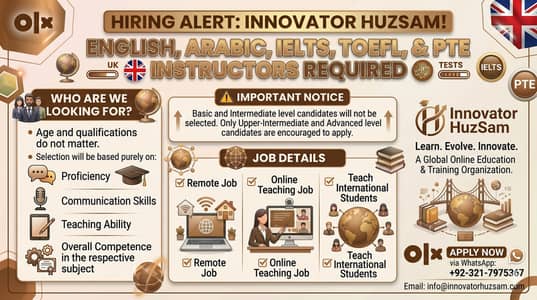 Hiring Online Tutors (English/Arabic/IELTS) - Teach Internationally