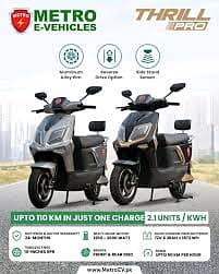 Metro Thrill pro lithium Electric Scoty Available On  Installment Plan