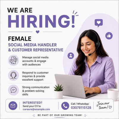 Female Social Media Handler & Customer Support Representative