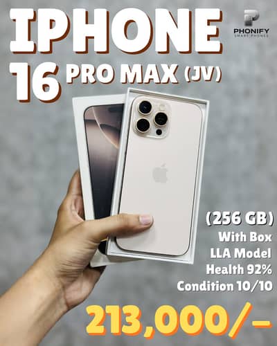iPhone 16 Pro Max Jv 256gb LLA Model Complete Box