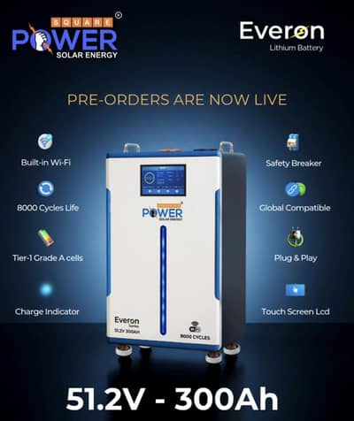 Power Square Everon Series Lithium Ion Battery 300Ah 51.2V 8000 Cycle