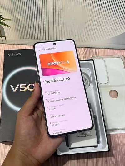 vivo v50 lite mobile 5G 12/512gb dabba charger complete small