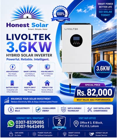 LIVOLTEK 3.6KW Hybrid Solar Inverter | Brand New Best Price in Lahore
