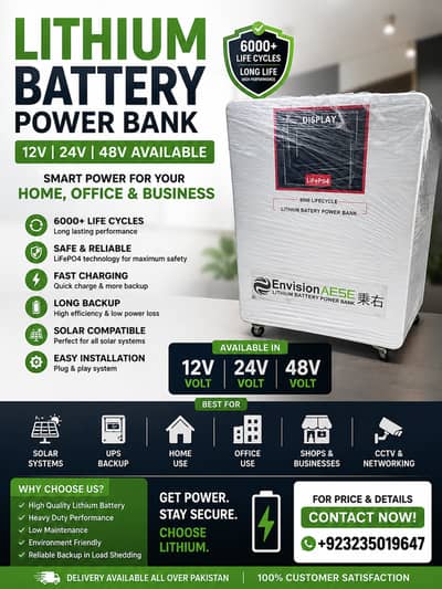 Lithium Battery 12V 24V 48V Available | Solar System Battery