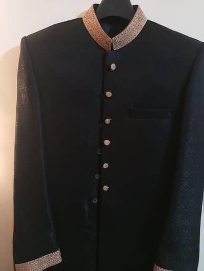 Black sherwani medium size 5ft 7inch to 5ft 9inch