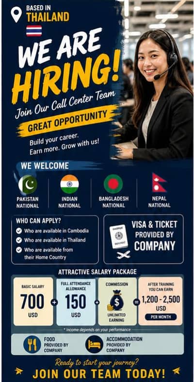 hiring a agents for calling in Thailand