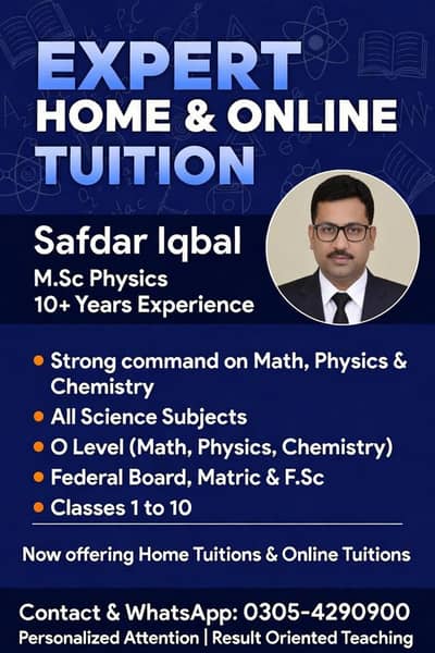 Maths and Physics tuitions (O and A levels)