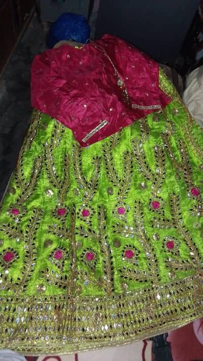 Lehenga Choli - Green Pink | Like New 10/10 | Faisalabad