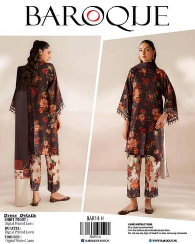 Three Piece Floral Printed Lawn Suits For Women for EID