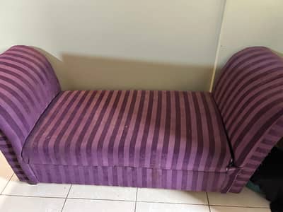 Purple striped demand couch