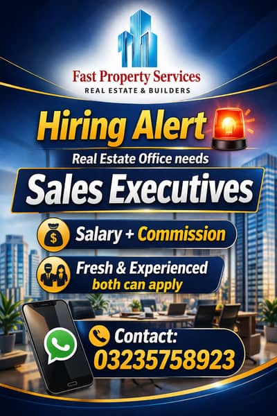 Sales Executives Required for Real Estate Office | Salary + Commission