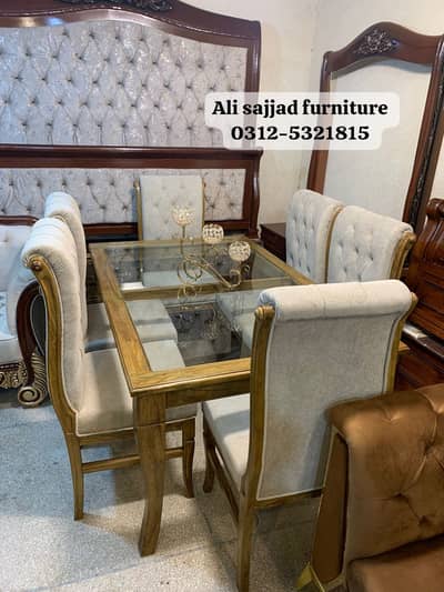 Luxury Wooden Dining Table Set |Modern 6 Chair Home Furniture |Dining