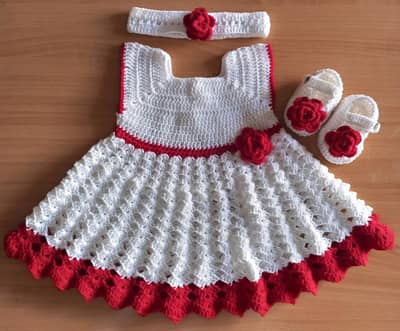 baby girl wool  frock set 0-6 months | shoes+ headband