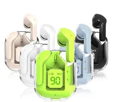 Noise-Cancelling Earbuds Bluetooth 5.3 Green Black Transparent