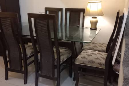 Glass top Dining Table with 6 chairs